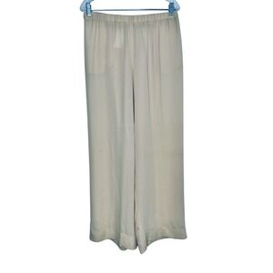 MONDI Beige Silk Wide Leg Pants Elastic Waist Size 44